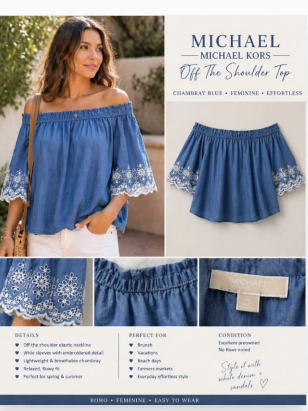 MICHAEL KORS SIZE MEDIUM OFF THE SHOULDER - Picture 2 of 9